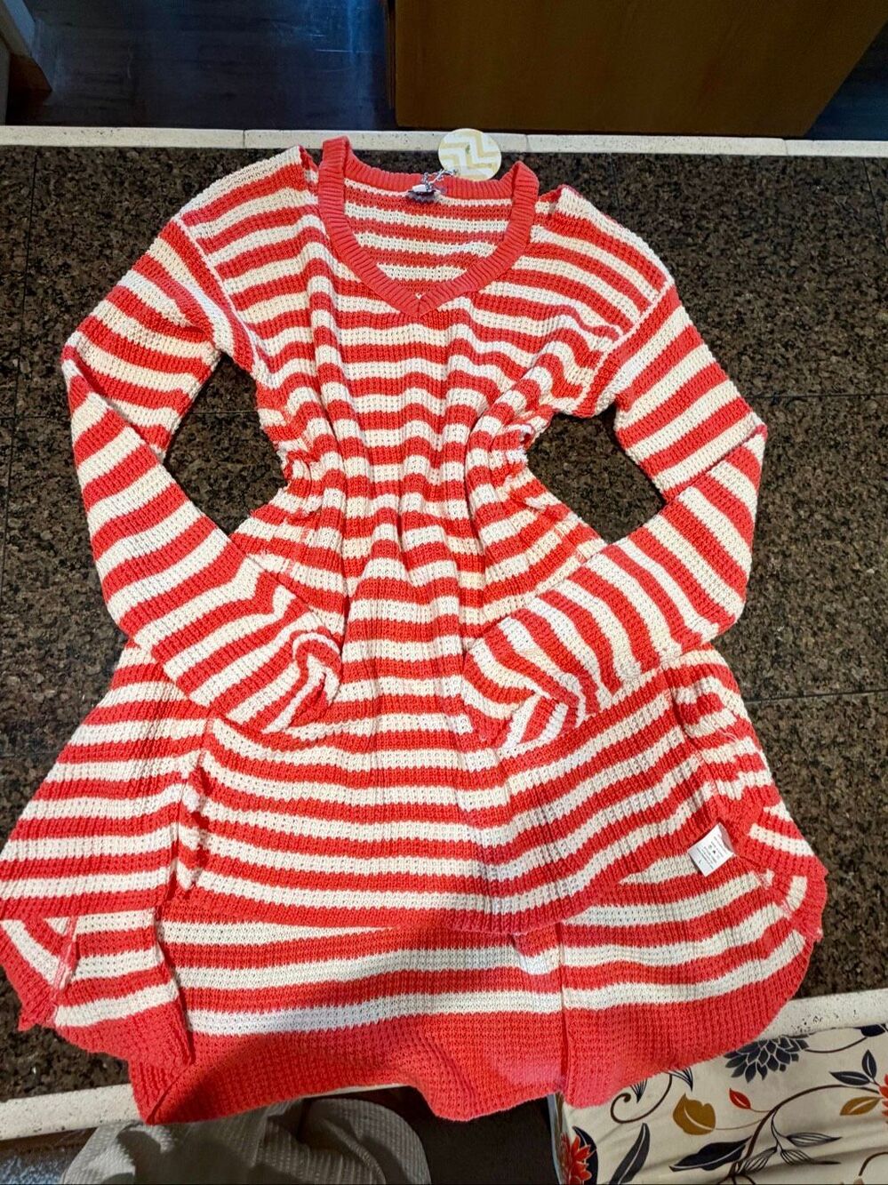 NWT Hayden Los Angeles stripped knit sweater dress in coral and white